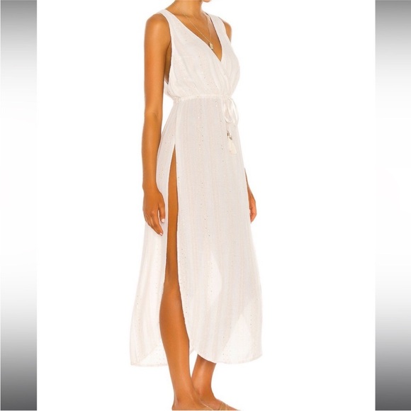 L*Space Kenzie Magic Hour Cover-Up Dress in Cream Metallic - Size XS - Picture 5 of 11